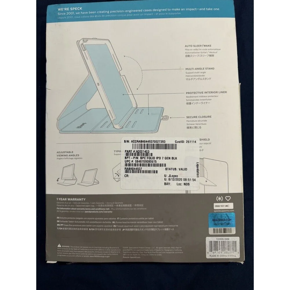 Speck iPad Case for iPad 2019 10.2 NEW IN BOX